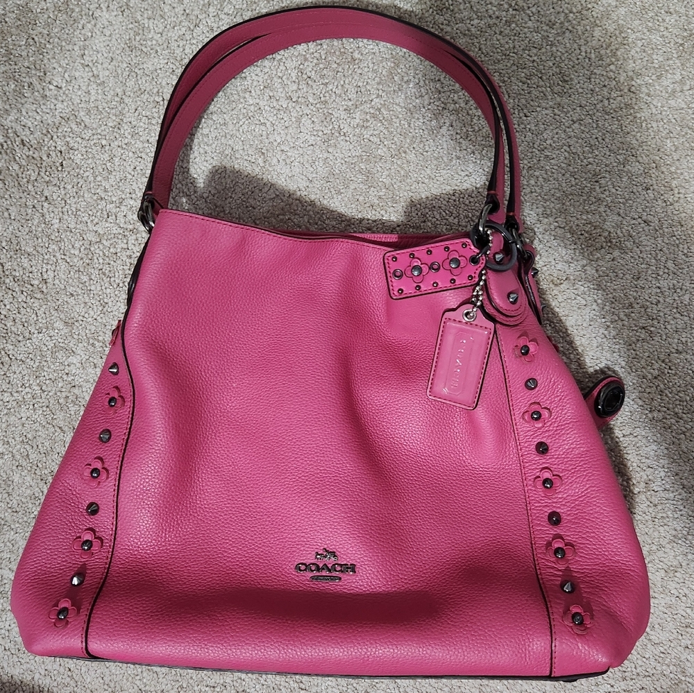 Coach Edie 31 Pink with Floral Rivets
